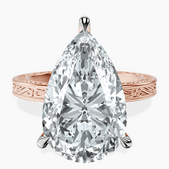 10kt Rose Gold Ivory Vintage Solitaire Lab Diamond Ring front image