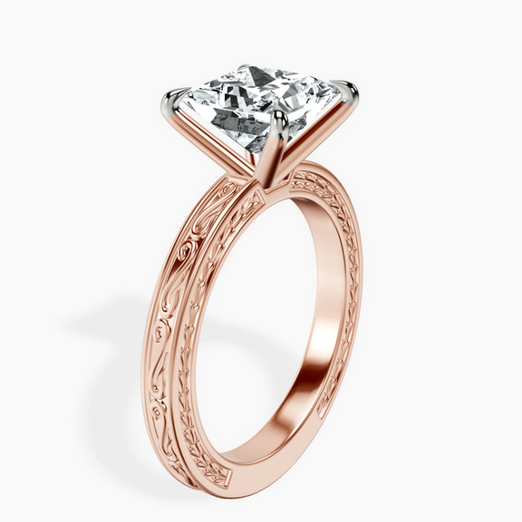 14kt Rose Gold Ivory Vintage Solitaire Lab Diamond Ring standing product image one
