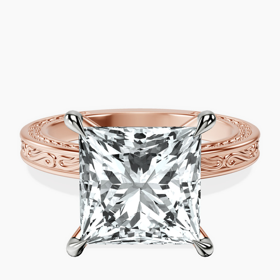 14kt Rose Gold Ivory Vintage Solitaire Lab Diamond Ring front image