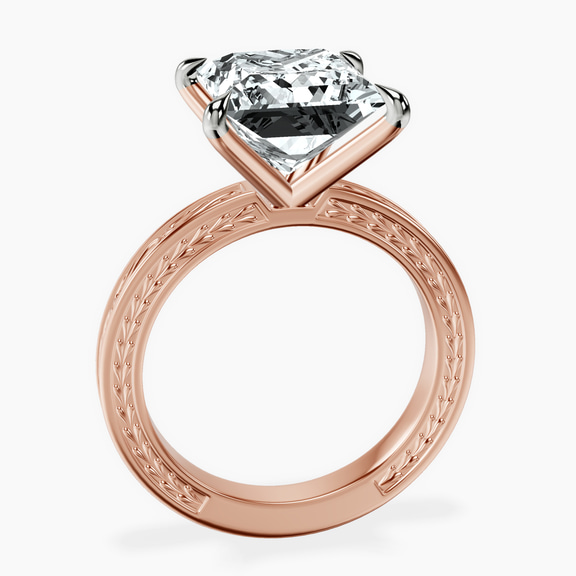 14kt Rose Gold Ivory Vintage Solitaire Lab Diamond Ring side right image one