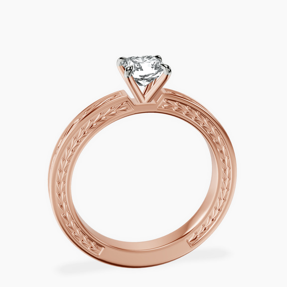 10kt Rose Gold Ivory Vintage Solitaire Lab Diamond Ring side right image one