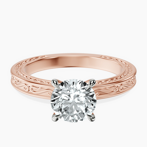 10kt Rose Gold Ivory Vintage Solitaire Lab Diamond Ring front image