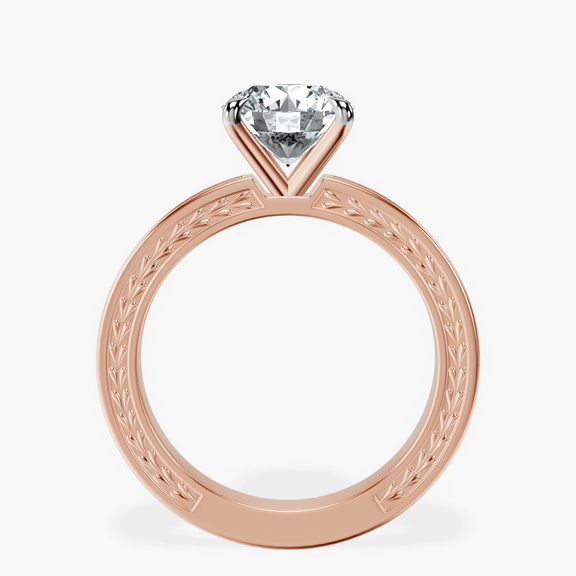 18ct Rose Gold Ivory Vintage Solitaire Lab Diamond Ring side right image one
