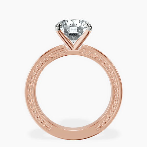 18kt Rose Gold Ivory Vintage Solitaire Lab Diamond Ring side right image one