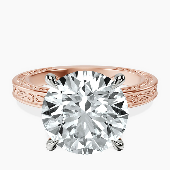 10kt Rose Gold Ivory Vintage Solitaire Lab Diamond Ring front image
