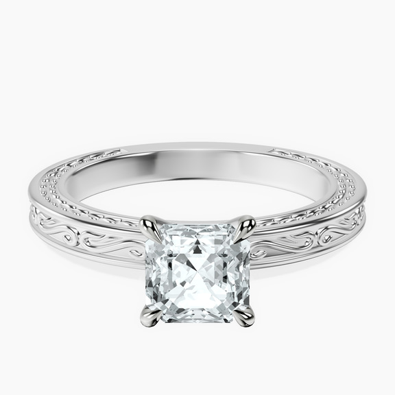 Platinum Ivory Vintage Solitaire Lab Diamond Ring front image