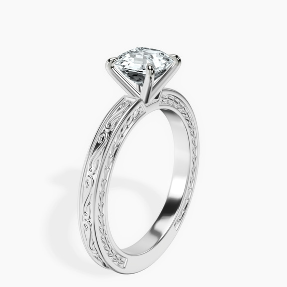 Platinum Ivory Vintage Solitaire Lab Diamond Ring standing product image one