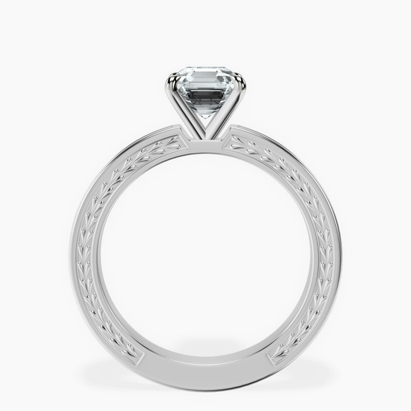 Platinum Ivory Vintage Solitaire Lab Diamond Ring side right image one