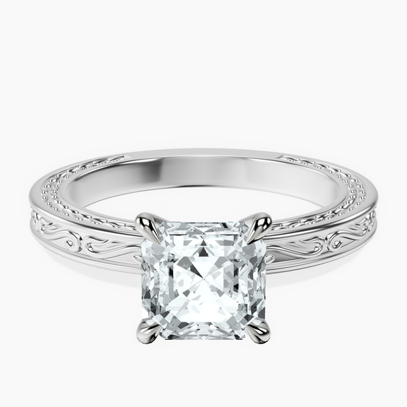 Platinum Ivory Vintage Solitaire Lab Diamond Ring front image