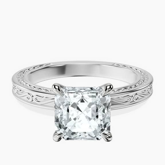 Platinum Ivory Vintage Solitaire Lab Diamond Ring front image
