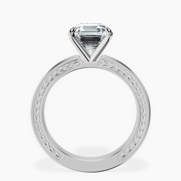 Platinum Ivory Vintage Solitaire Lab Diamond Ring side right image one
