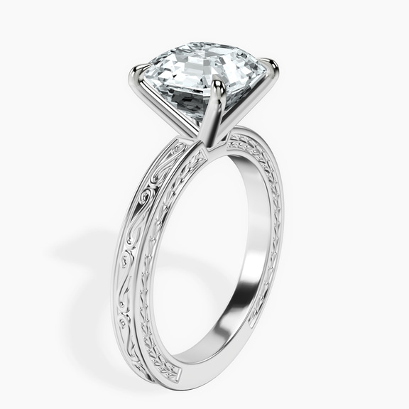 Platinum Ivory Vintage Solitaire Lab Diamond Ring standing product image one