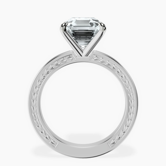 Platinum Ivory Vintage Solitaire Lab Diamond Ring side right image one