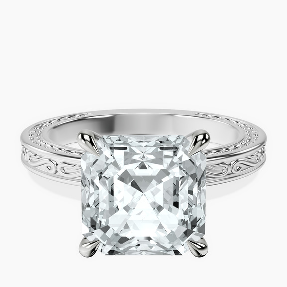 Platinum Ivory Vintage Solitaire Lab Diamond Ring front image