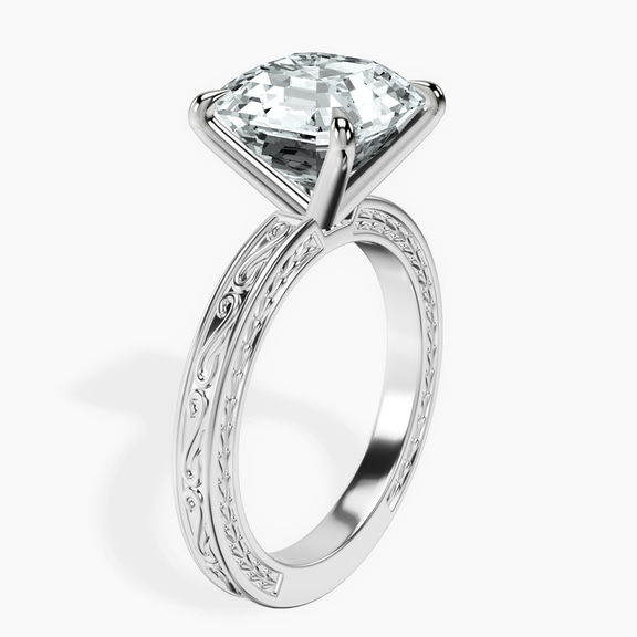 Platinum Ivory Vintage Solitaire Lab Diamond Ring standing product image one