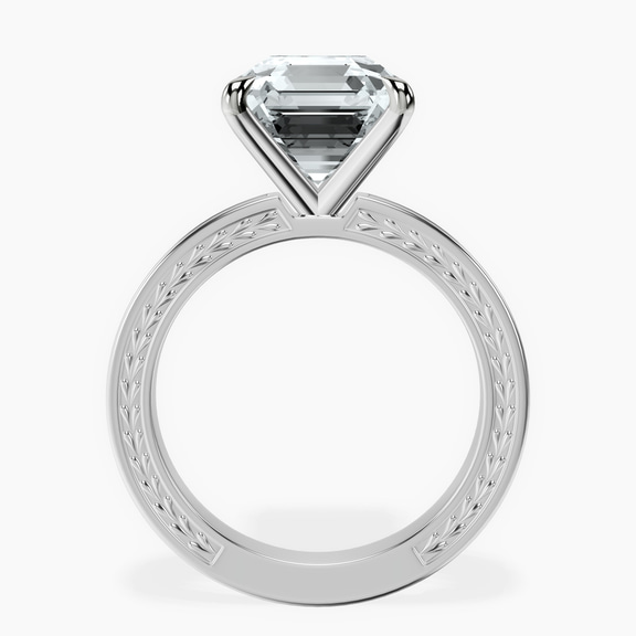 Platinum Ivory Vintage Solitaire Lab Diamond Ring side right image one