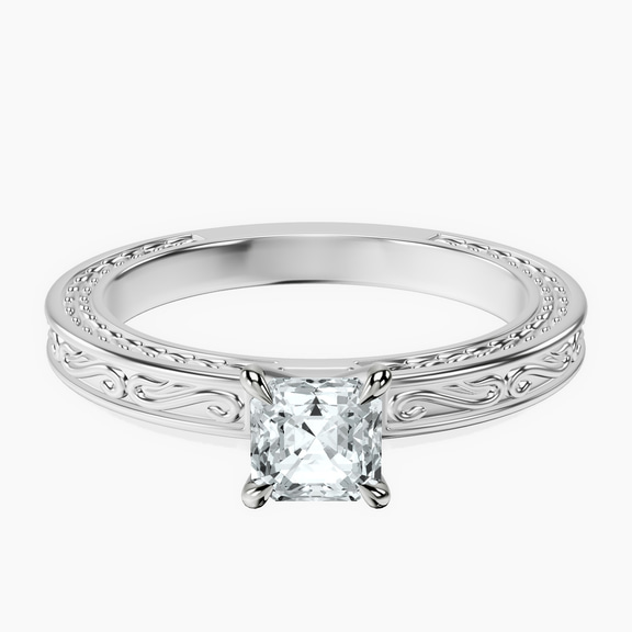 Platinum Ivory Vintage Solitaire Lab Diamond Ring front image