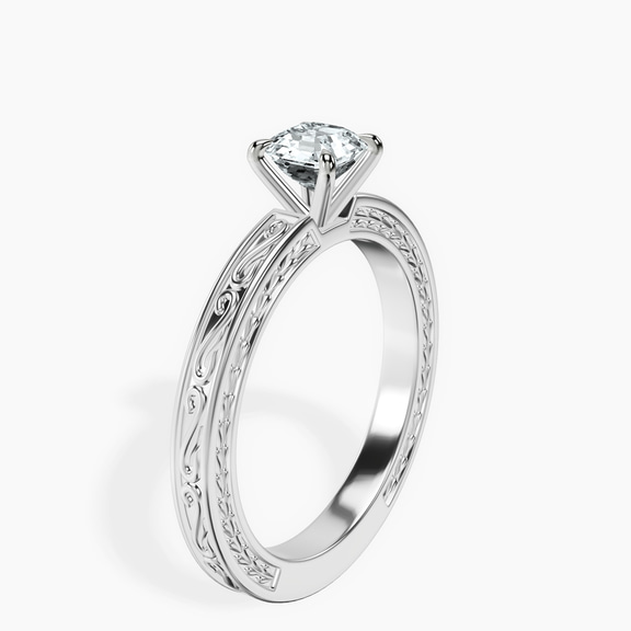 Platinum Ivory Vintage Solitaire Lab Diamond Ring standing product image one
