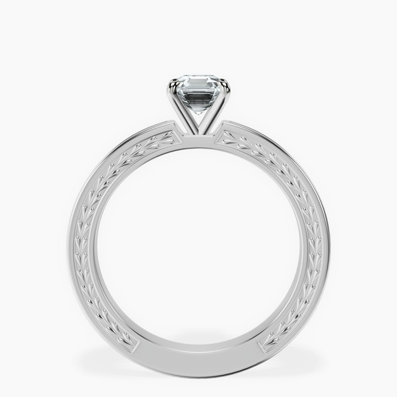Platinum Ivory Vintage Solitaire Lab Diamond Ring side right image one