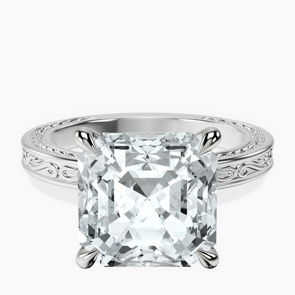 Platinum Ivory Vintage Solitaire Lab Diamond Ring front image