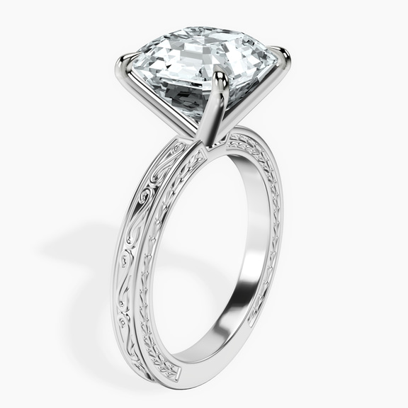 Platinum Ivory Vintage Solitaire Lab Diamond Ring standing product image one