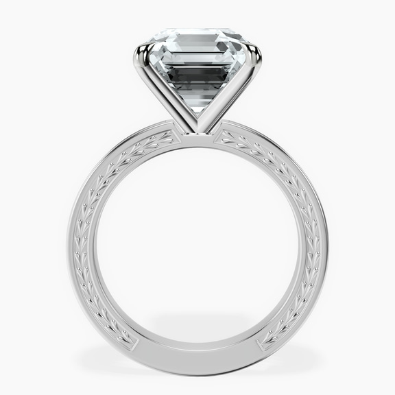 Platinum Ivory Vintage Solitaire Lab Diamond Ring side right image one