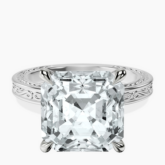 Platinum Ivory Vintage Solitaire Lab Diamond Ring front image