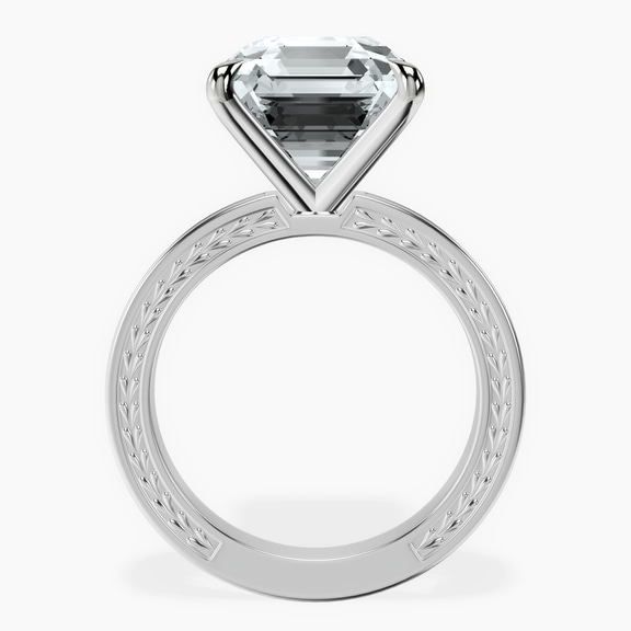 Platinum Ivory Vintage Solitaire Lab Diamond Ring side right image one