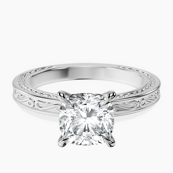 18ct White Gold Ivory Vintage Solitaire Lab Diamond Ring front image