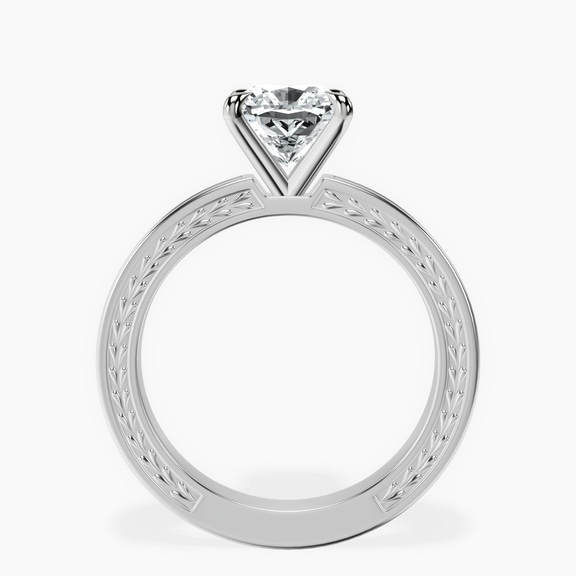 18ct White Gold Ivory Vintage Solitaire Lab Diamond Ring side right image one