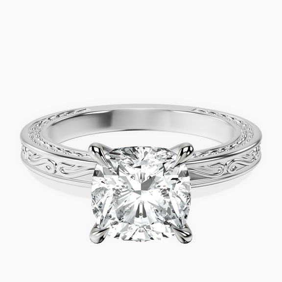 Platinum Ivory Vintage Solitaire Lab Diamond Ring front image