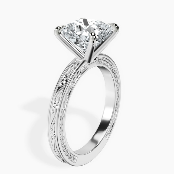 Platinum Ivory Vintage Solitaire Lab Diamond Ring standing product image one