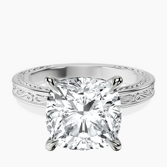 Platinum Ivory Vintage Solitaire Lab Diamond Ring front image