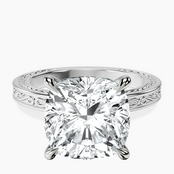 Platinum Ivory Vintage Solitaire Lab Diamond Ring front image