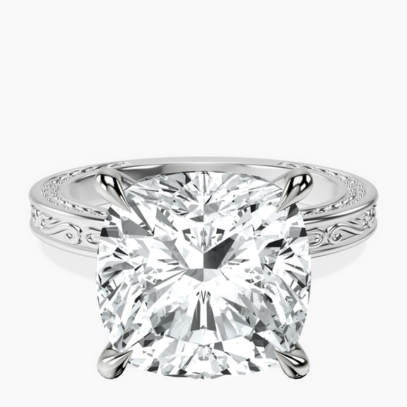 Platinum Ivory Vintage Solitaire Lab Diamond Ring front image