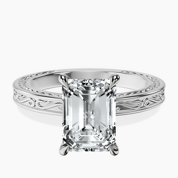Platinum Ivory Vintage Solitaire Lab Diamond Ring front image