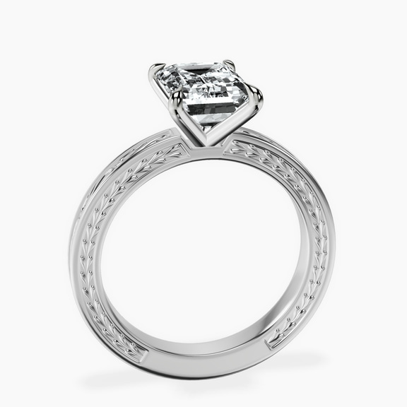 Platinum Ivory Vintage Solitaire Lab Diamond Ring side right image one