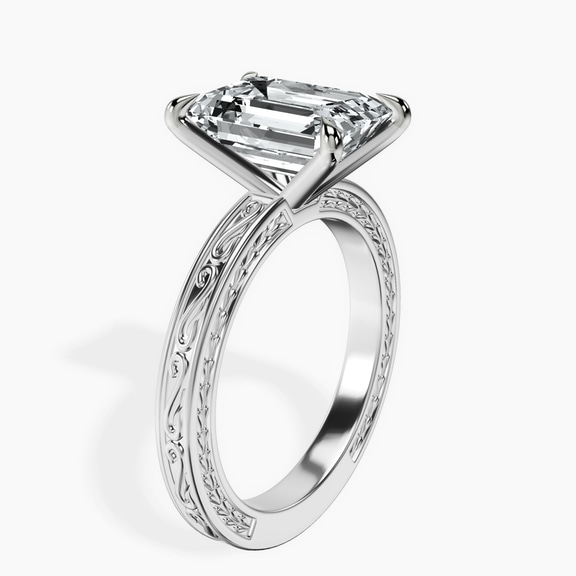 10kt White Gold Ivory Vintage Solitaire Lab Diamond Ring standing product image one