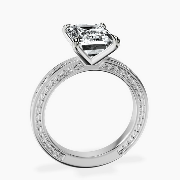 10kt White Gold Ivory Vintage Solitaire Lab Diamond Ring side right image one