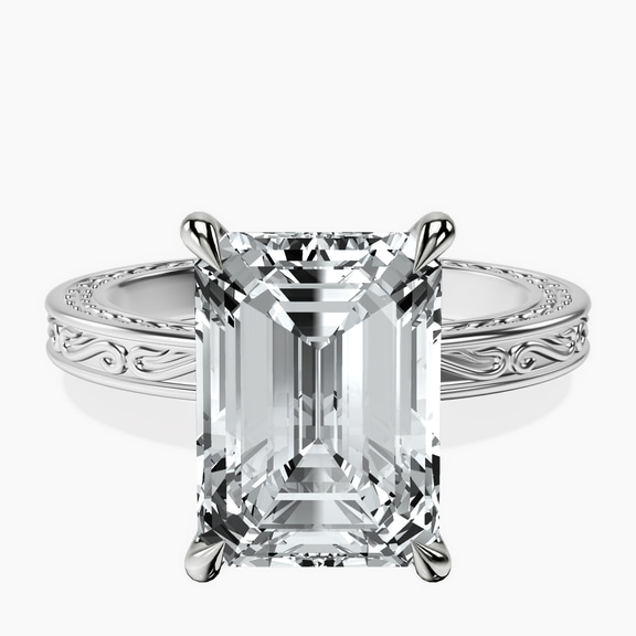 Platinum Ivory Vintage Solitaire Lab Diamond Ring front image