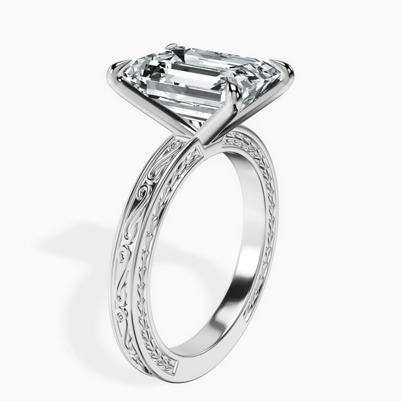 Platinum Ivory Vintage Solitaire Lab Diamond Ring standing product image one