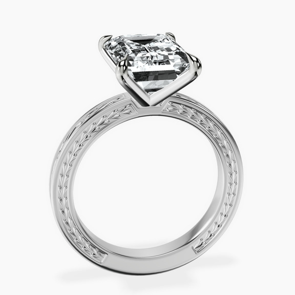 Platinum Ivory Vintage Solitaire Lab Diamond Ring side right image one