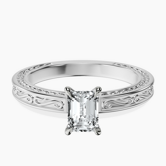 Platinum Ivory Vintage Solitaire Lab Diamond Ring front image