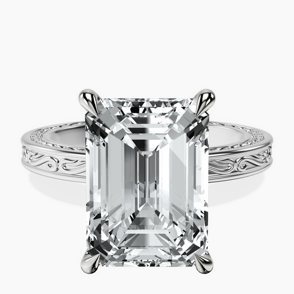 Platinum Ivory Vintage Solitaire Lab Diamond Ring front image