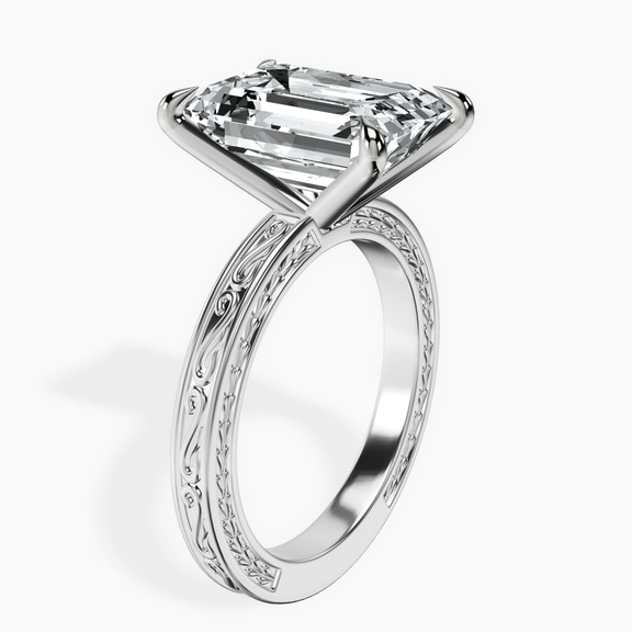 Platinum Ivory Vintage Solitaire Lab Diamond Ring standing product image one