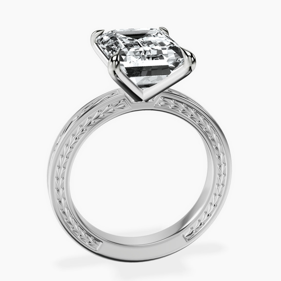 Platinum Ivory Vintage Solitaire Lab Diamond Ring side right image one