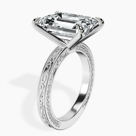 14kt White Gold Ivory Vintage Solitaire Lab Diamond Ring standing product image one
