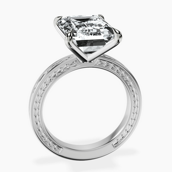 14kt White Gold Ivory Vintage Solitaire Lab Diamond Ring side right image one