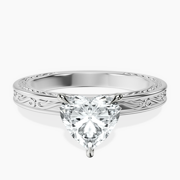 Platinum Ivory Vintage Solitaire Lab Diamond Ring front image