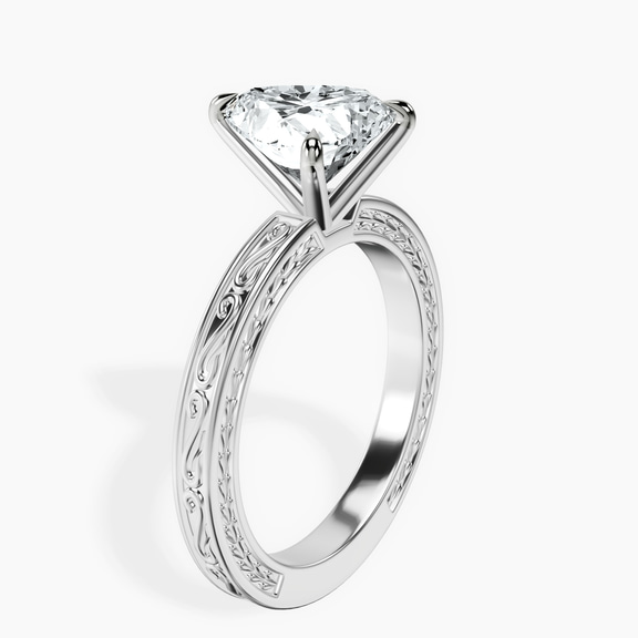 Platinum Ivory Vintage Solitaire Lab Diamond Ring standing product image one